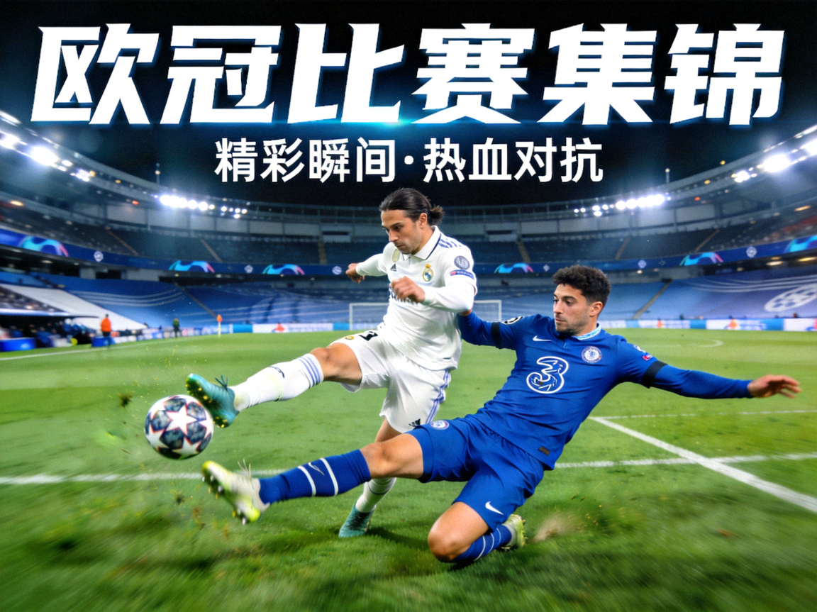欧冠比赛集锦视频封面，球员激烈对抗